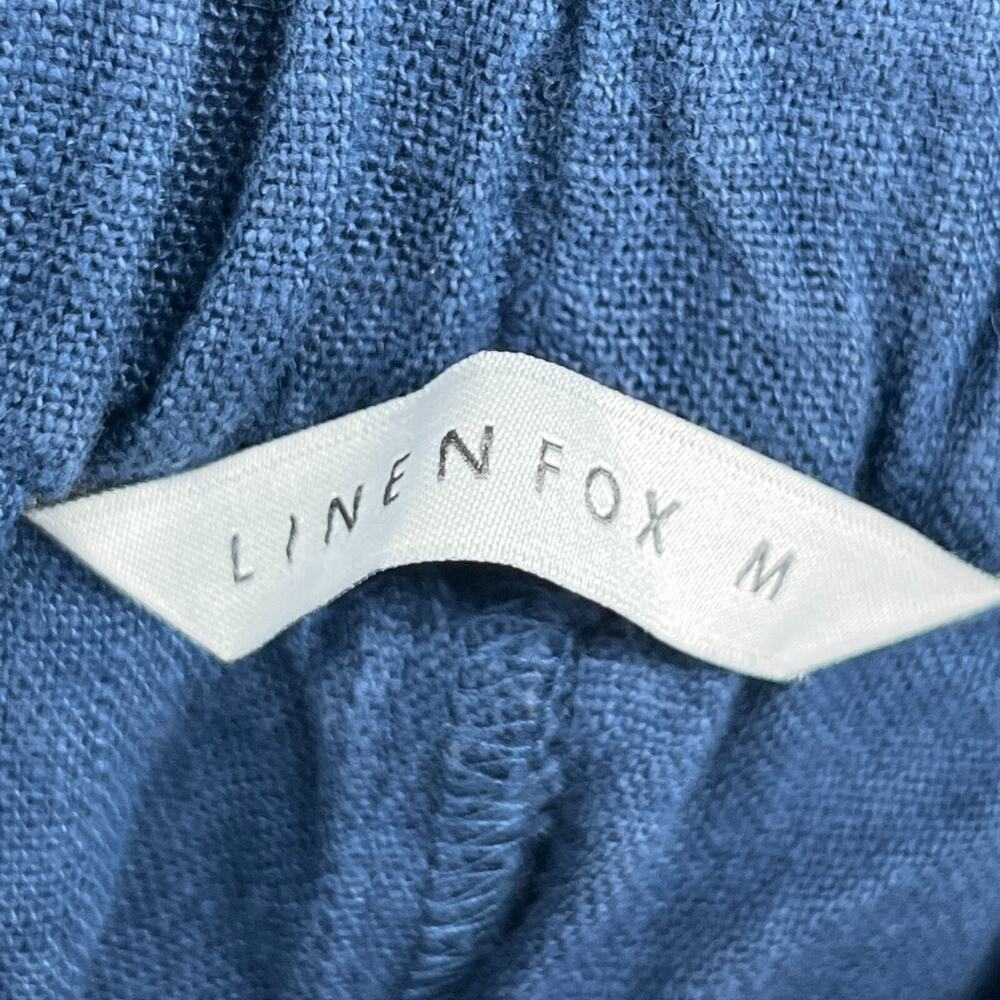 LINEN FOX Pants M Mara Linen Trouser Tapered High Rise Elastic Waist Ankle Blue - Picture 5 of 12